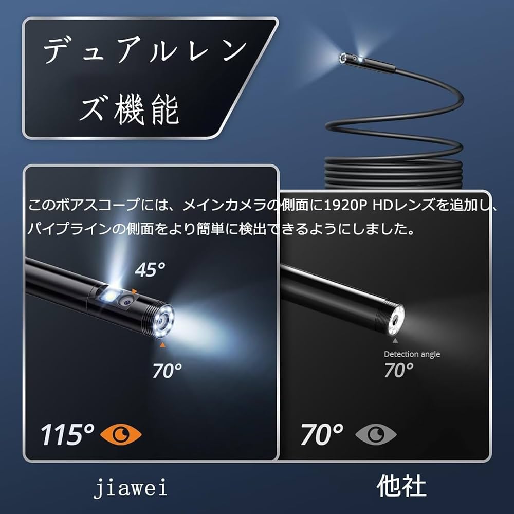 HOMIEE ファイバー スコープ 即納 内視鏡 内視鏡カメラ ファイバースコープ 200万画素 10M